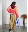 DENIM/BACK SATIN PANTS