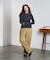 DENIM/BACK SATIN PANTS