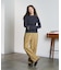 DENIM/BACK SATIN PANTS