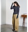 DENIM/BACK SATIN PANTS