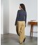 DENIM/BACK SATIN PANTS