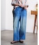 DENIM/BACK SATIN PANTS