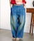 DENIM/BACK SATIN PANTS