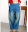 DENIM/BACK SATIN PANTS