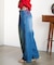 DENIM/BACK SATIN PANTS