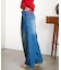 DENIM/BACK SATIN PANTS