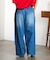 DENIM/BACK SATIN PANTS