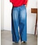 DENIM/BACK SATIN PANTS