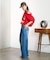 DENIM/BACK SATIN PANTS
