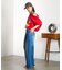 DENIM/BACK SATIN PANTS
