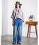 DENIM/BACK SATIN PANTS