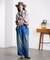 DENIM/BACK SATIN PANTS