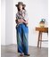 DENIM/BACK SATIN PANTS