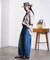 DENIM/BACK SATIN PANTS
