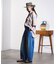 DENIM/BACK SATIN PANTS