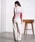 DENIM/BACK SATIN PANTS