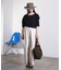 DENIM/BACK SATIN PANTS