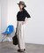DENIM/BACK SATIN PANTS