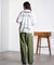 DENIM/BACK SATIN PANTS