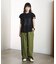 DENIM/BACK SATIN PANTS