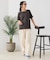 【汗染みの目立ちにくいTシャツ ZEROSTAIN】ロールカフサイドスリットTシャツ 撥水・UVカット機能付き レディース 快適Tシャツ