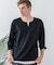 【汗染みの目立ちにくいTシャツ ZEROSTAIN】フェイクレイヤード ビッグシルエット キーネック クルーネック 7分袖Tシャツ 防汚 ＵＶカット 綿タッチ・厚手