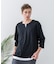 【汗染みの目立ちにくいTシャツ ZEROSTAIN】フェイクレイヤード ビッグシルエット キーネック クルーネック 7分袖Tシャツ 防汚 ＵＶカット 綿タッチ・厚手