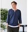 【汗染みの目立ちにくいTシャツ ZEROSTAIN】フェイクレイヤード ビッグシルエット キーネック クルーネック 7分袖Tシャツ 防汚 ＵＶカット 綿タッチ・厚手