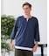 【汗染みの目立ちにくいTシャツ ZEROSTAIN】フェイクレイヤード ビッグシルエット キーネック クルーネック 7分袖Tシャツ 防汚 ＵＶカット 綿タッチ・厚手