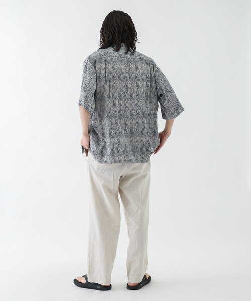 美品 Plantation 2022SS コットンリネン ワイドシャツ ゆったり UCT】コットンリネンツイル ワイドパンツ(85262875-2024