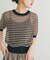 シアーボーダー半袖ニット