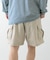 『セットアップ対応』天然素材リネンコットンイージーカーゴショーツ