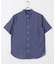 TCインディゴ バンドカラー半袖シャツ