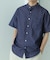 TCインディゴ バンドカラー半袖シャツ