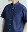 TCインディゴ バンドカラー半袖シャツ