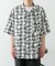 ラインアートプリントオープンカラー半袖シャツ