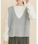 ニットベスト×ボリュームスリーブカットソー