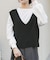 ニットベスト×ボリュームスリーブカットソー