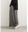 メランジヘリンボーンギャザーワイドパンツ