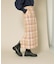 チェックIラインミディスカート