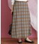 チェック柄フレアロングスカート