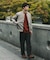 ウールブレンドヘリンボーンタックパンツ