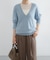 new basic　カシミヤコットンVネックチュニックニット