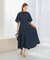 フレアスリーブステッチデザインワンピース