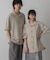 『ユニセックス』オープンカラールーズシャツ(5分袖)