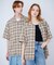 『Sサイズあり』『ユニセックス』オンブレチェックオープンカラーシャツ