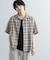 『Sサイズあり』『ユニセックス』オンブレチェックオープンカラーシャツ