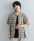 『Sサイズあり』『ユニセックス』オンブレチェックオープンカラーシャツ