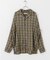 『ユニセックス』シアーチェックオープンカラーロングスリーブシャツ