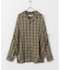 『ユニセックス』シアーチェックオープンカラーロングスリーブシャツ
